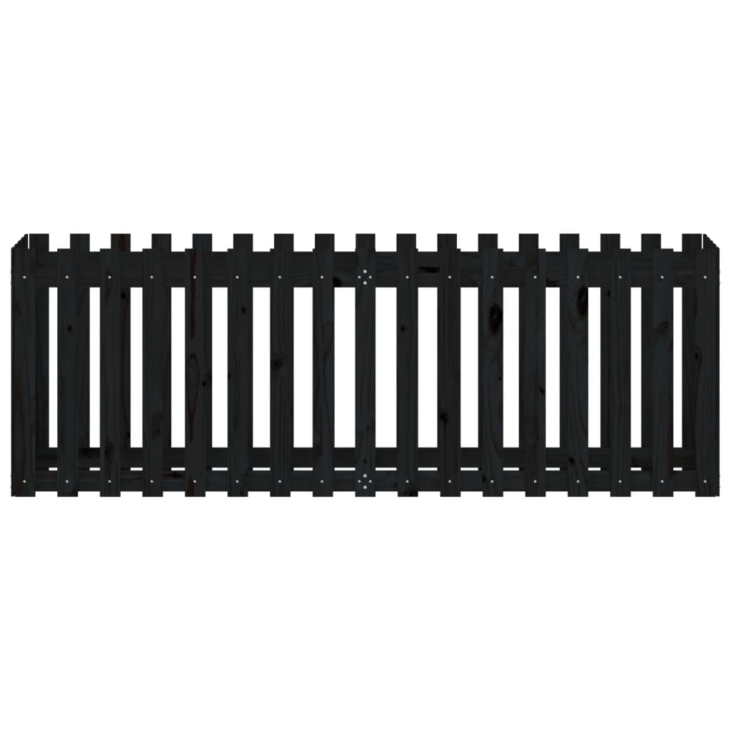 vidaXL Fioriera Giardino a Recinzione Nera 200x50x70cm Massello Pino