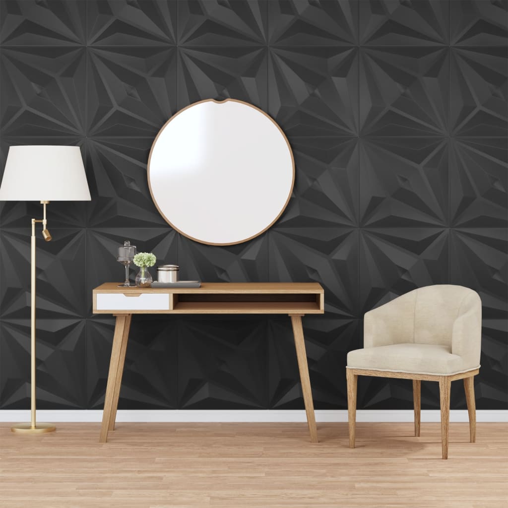 vidaXL Pannelli Murali 24 pz Neri 50x50 cm XPS 6 m² Stella