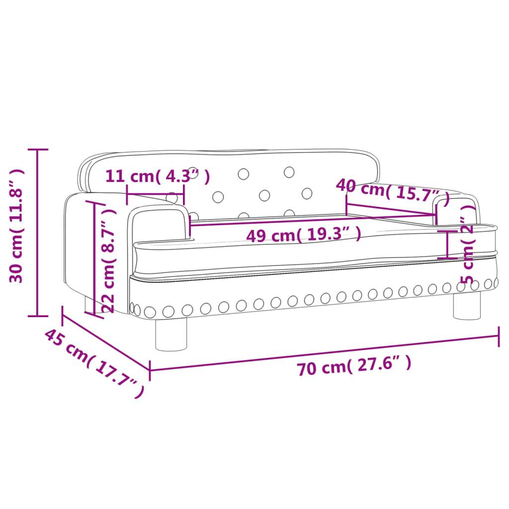 vidaXL Divano per Bambini Crema 70x45x30 cm in Velluto