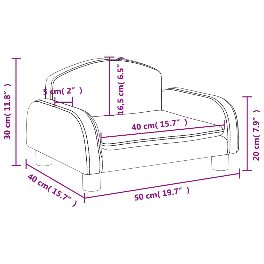 vidaXL Divano per Bambini Marrone 50x40x30 cm in Similpelle