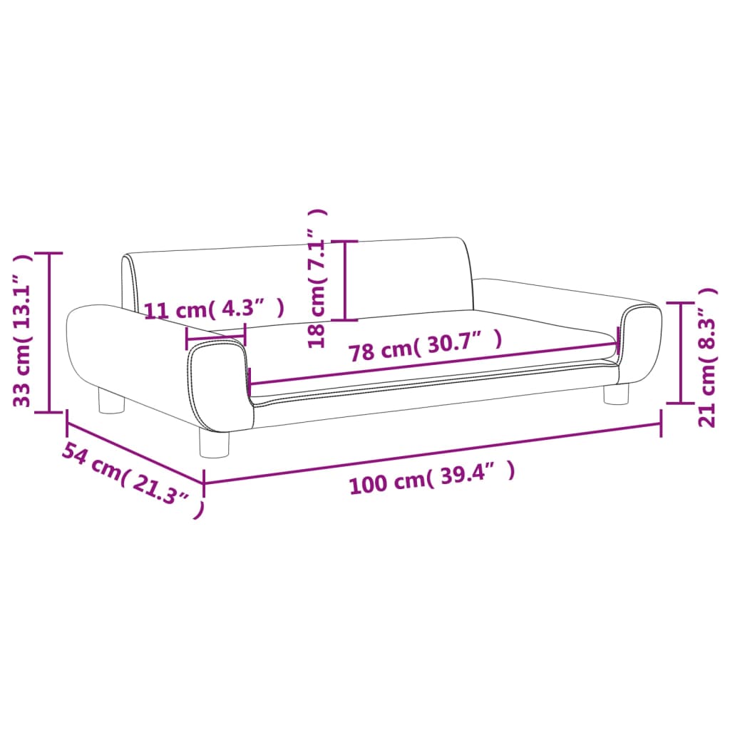 vidaXL Divano per Bambini Nero 100x54x33 cm in Velluto