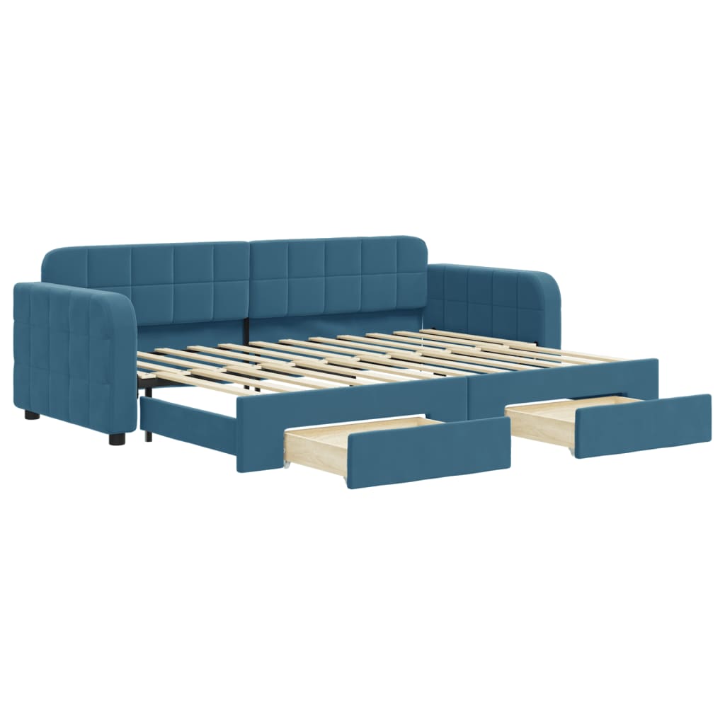 vidaXL Divano Letto Estraibile con Cassetti Blu 80x200 cm in Velluto