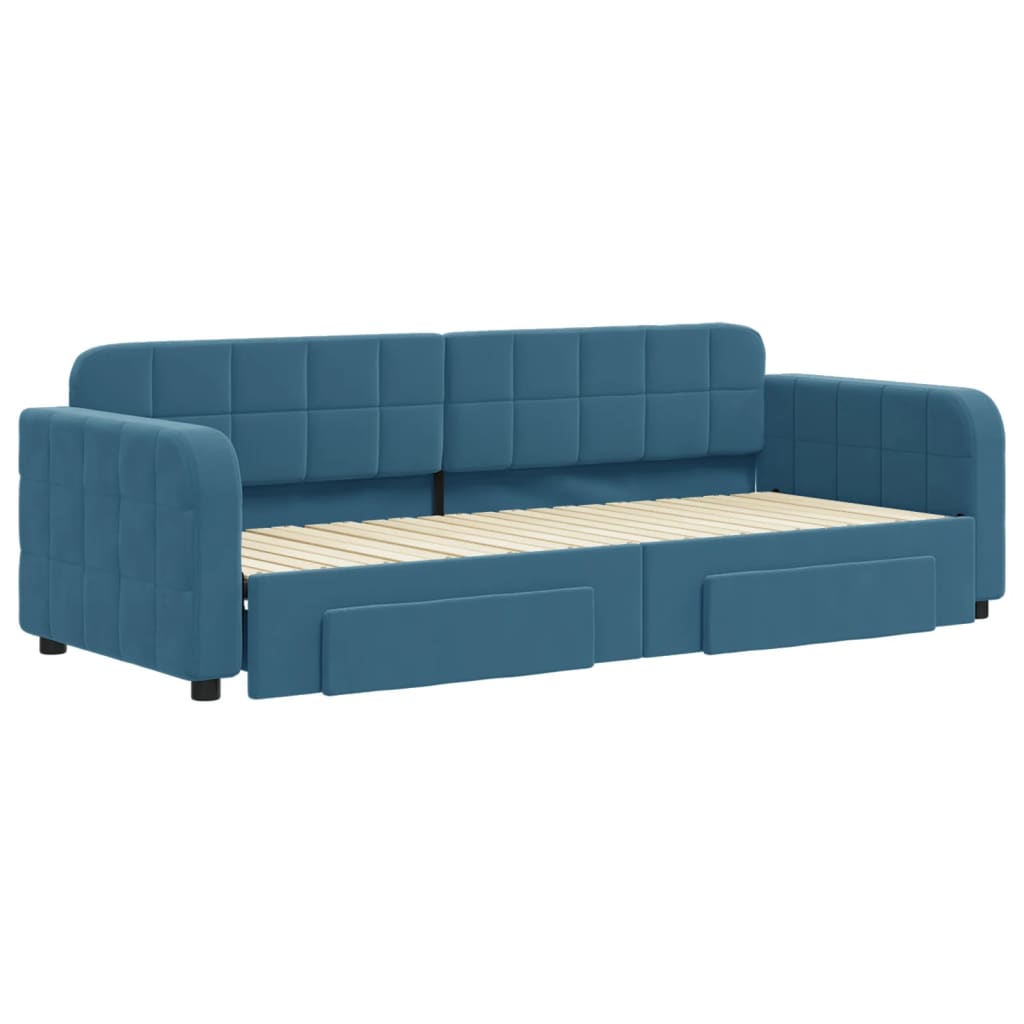vidaXL Divano Letto Estraibile con Cassetti Blu 80x200 cm in Velluto