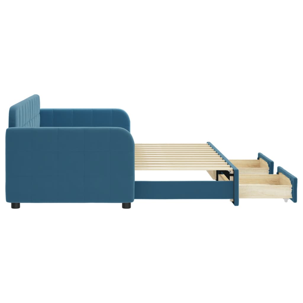 vidaXL Divano Letto Estraibile con Cassetti Blu 80x200 cm in Velluto