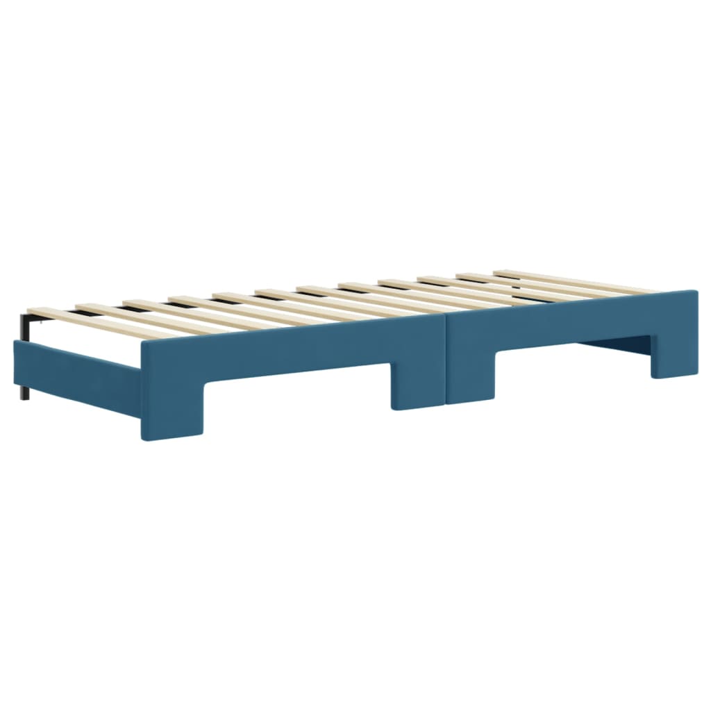 vidaXL Divano Letto Estraibile con Cassetti Blu 80x200 cm in Velluto