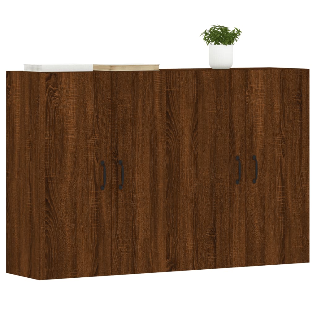 vidaXL Armadietti a Parete 2 pz Rovere Marrone in Legno Multistrato