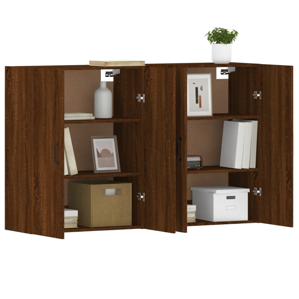 vidaXL Armadietti a Parete 2 pz Rovere Marrone in Legno Multistrato