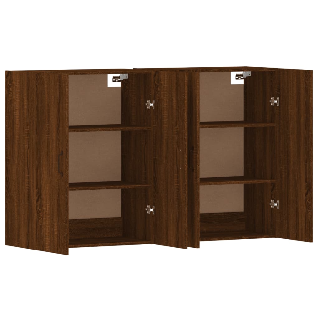 vidaXL Armadietti a Parete 2 pz Rovere Marrone in Legno Multistrato