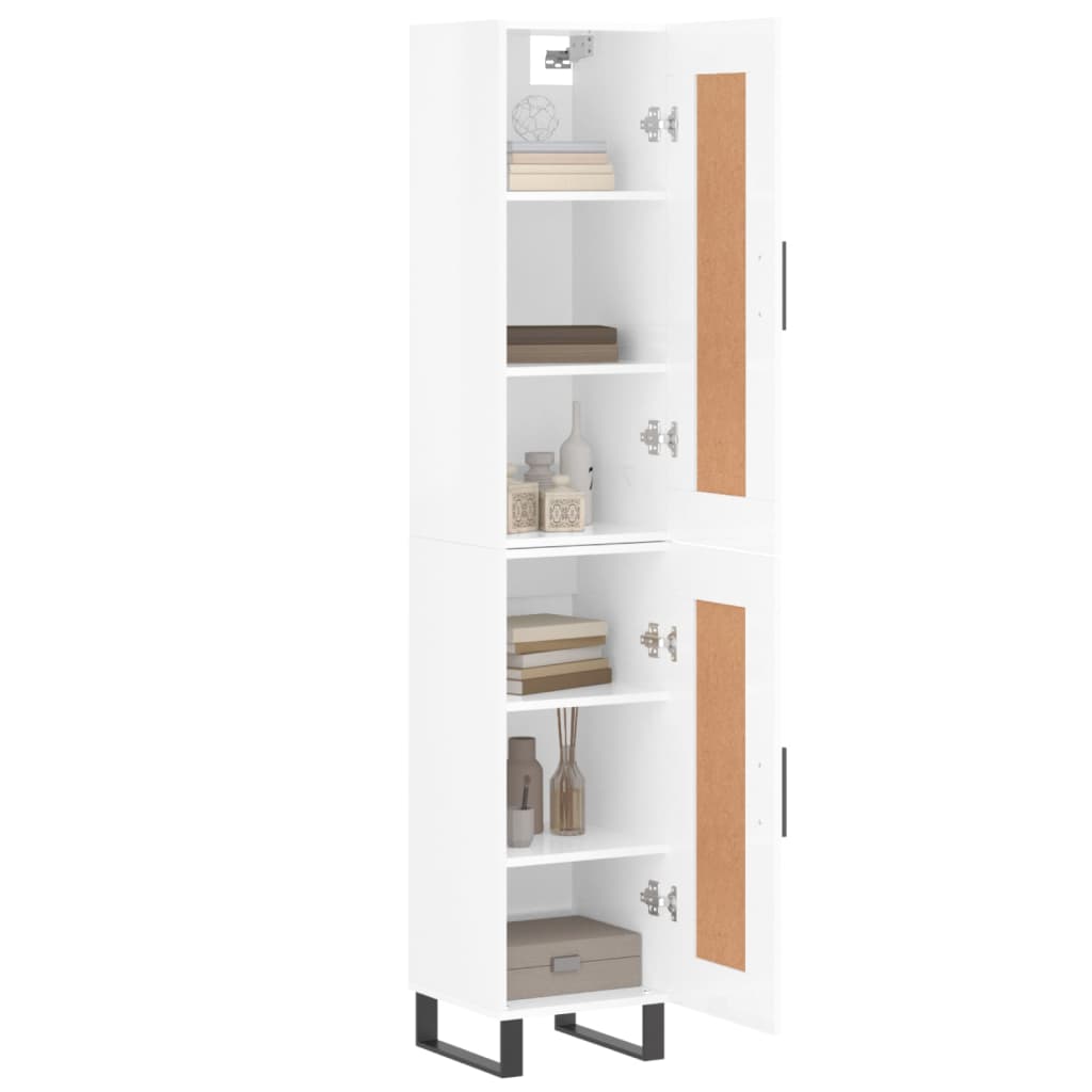 vidaXL Credenza 34,5x34x180 cm in Legno Multistrato Bianco Lucido