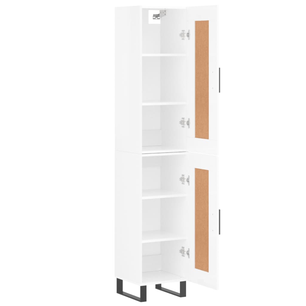 vidaXL Credenza 34,5x34x180 cm in Legno Multistrato Bianco Lucido
