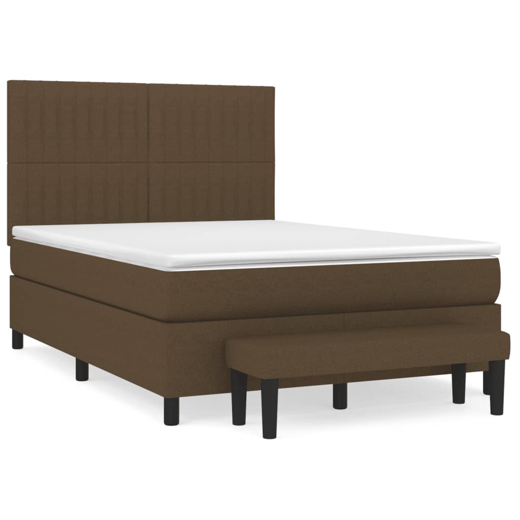 vidaXL Giroletto a Molle con Materasso Marrone Scuro 140x200cm Tessuto