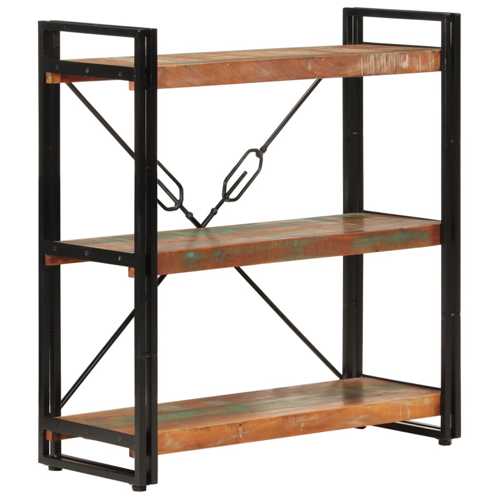 vidaXL Libreria 3 Livelli 77x30x80 cm Legno Massello Recupero e Ferro VIDAXL