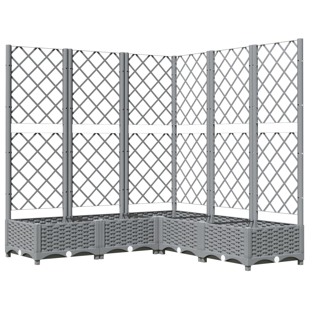 vidaXL Fioriera Giardino e Graticcio Grigio Chiaro 120x120x121,5cm PP