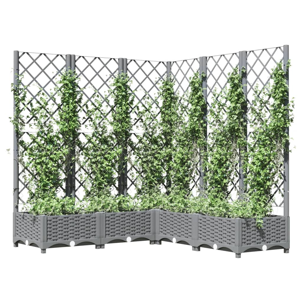 vidaXL Fioriera Giardino e Graticcio Grigio Chiaro 120x120x121,5cm PP