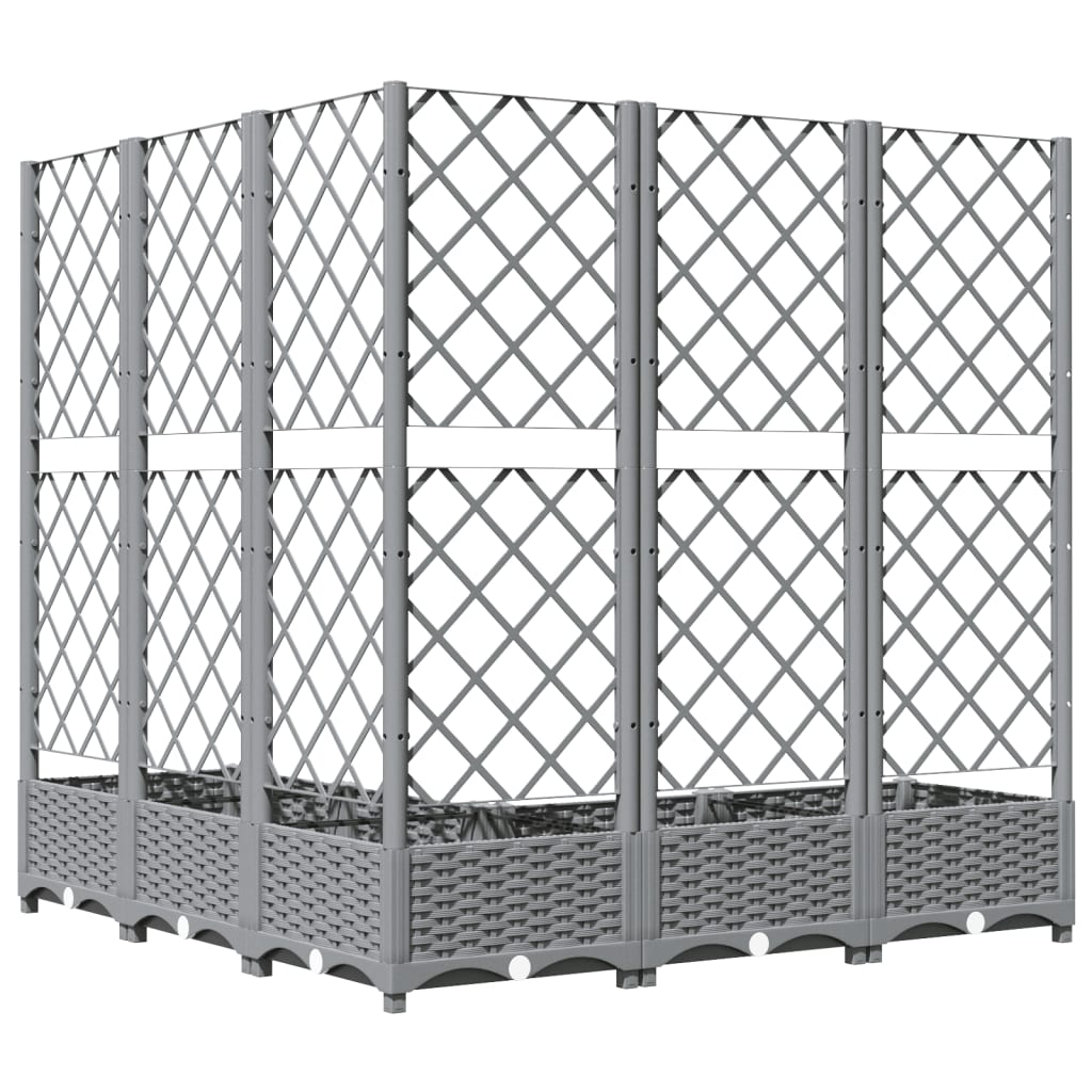 vidaXL Fioriera Giardino e Graticcio Grigio Chiaro 120x120x121,5cm PP
