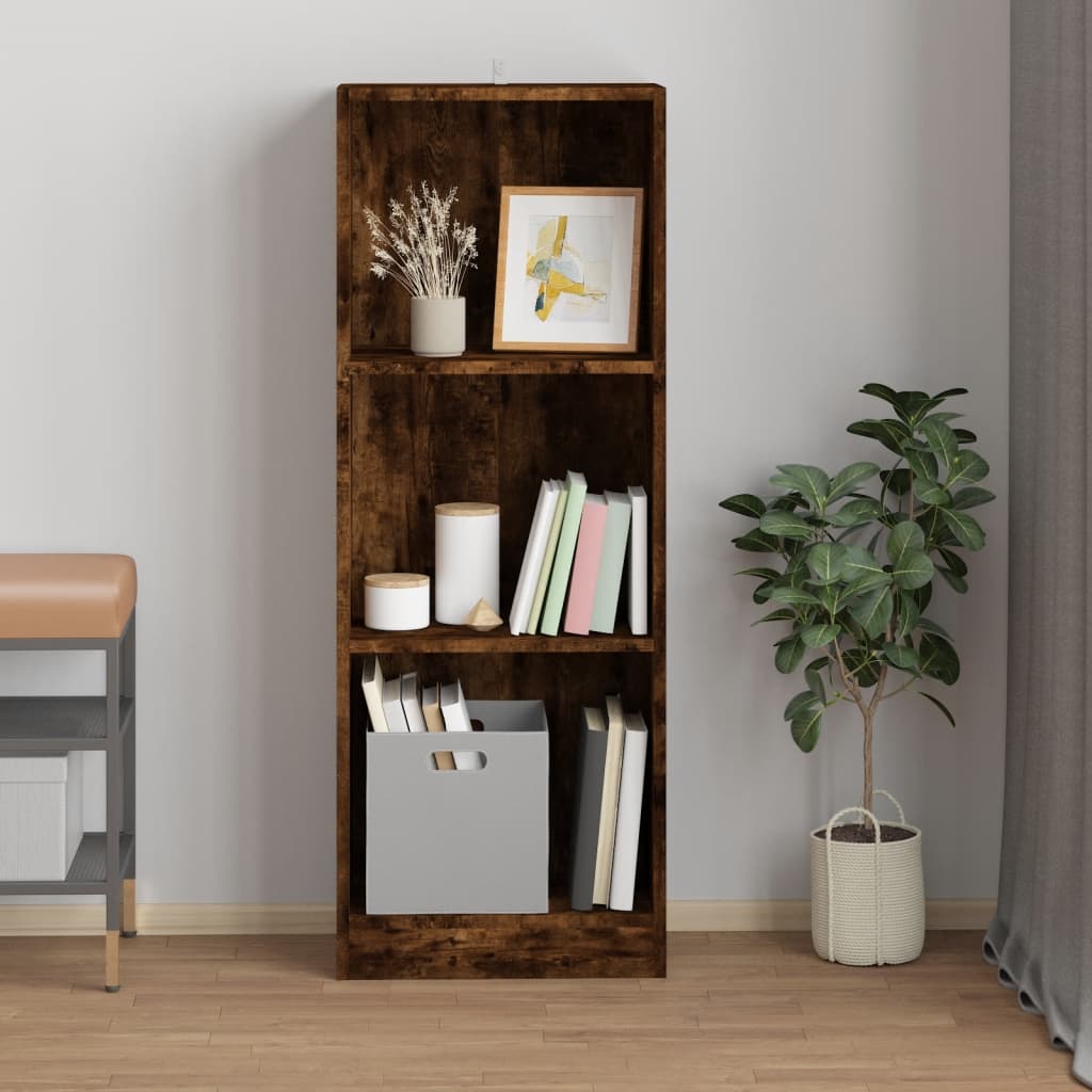 vidaXL Libreria a 3 Ripiani Rovere Fumo 40x24x109 cm Legno Multistrato