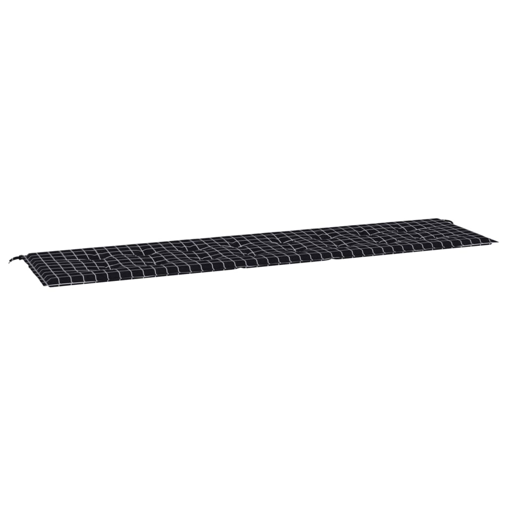 vidaXL Cuscino Panca Giardino Motivo a Quadri Nero 200x50x3 cm Tessuto