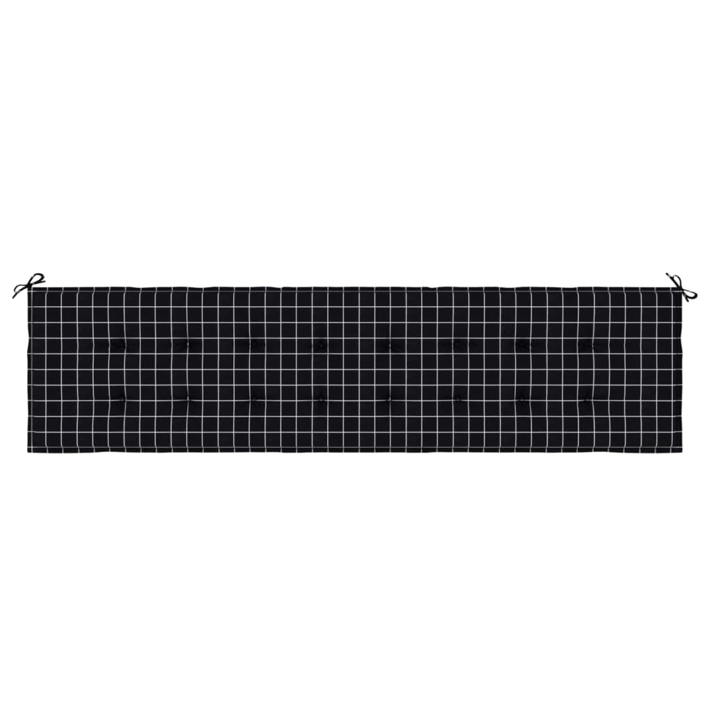 vidaXL Cuscino Panca Giardino Motivo a Quadri Nero 200x50x3 cm Tessuto