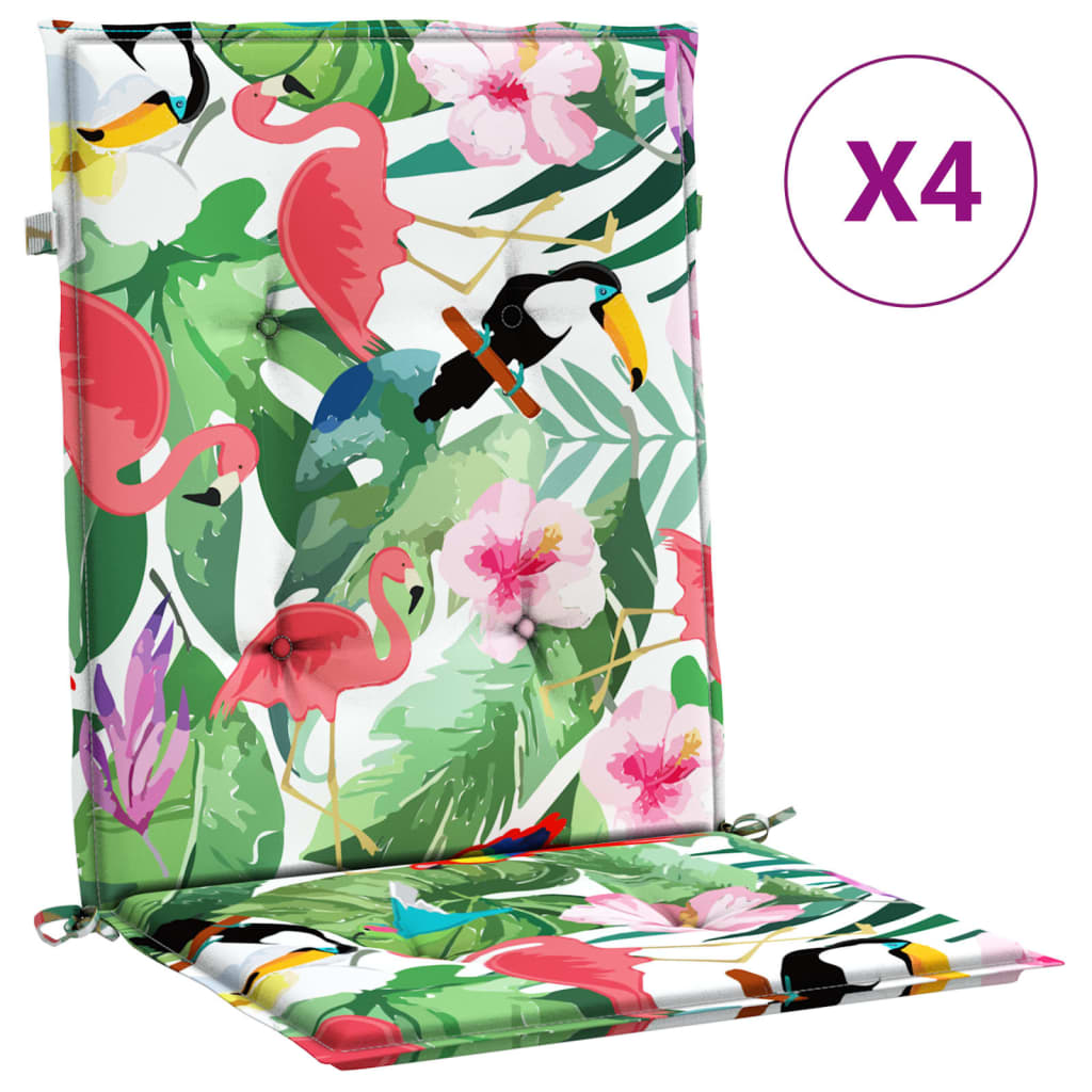 vidaXL Cuscini per Sedia Schienale Basso 4 pz Multicolore in Tessuto