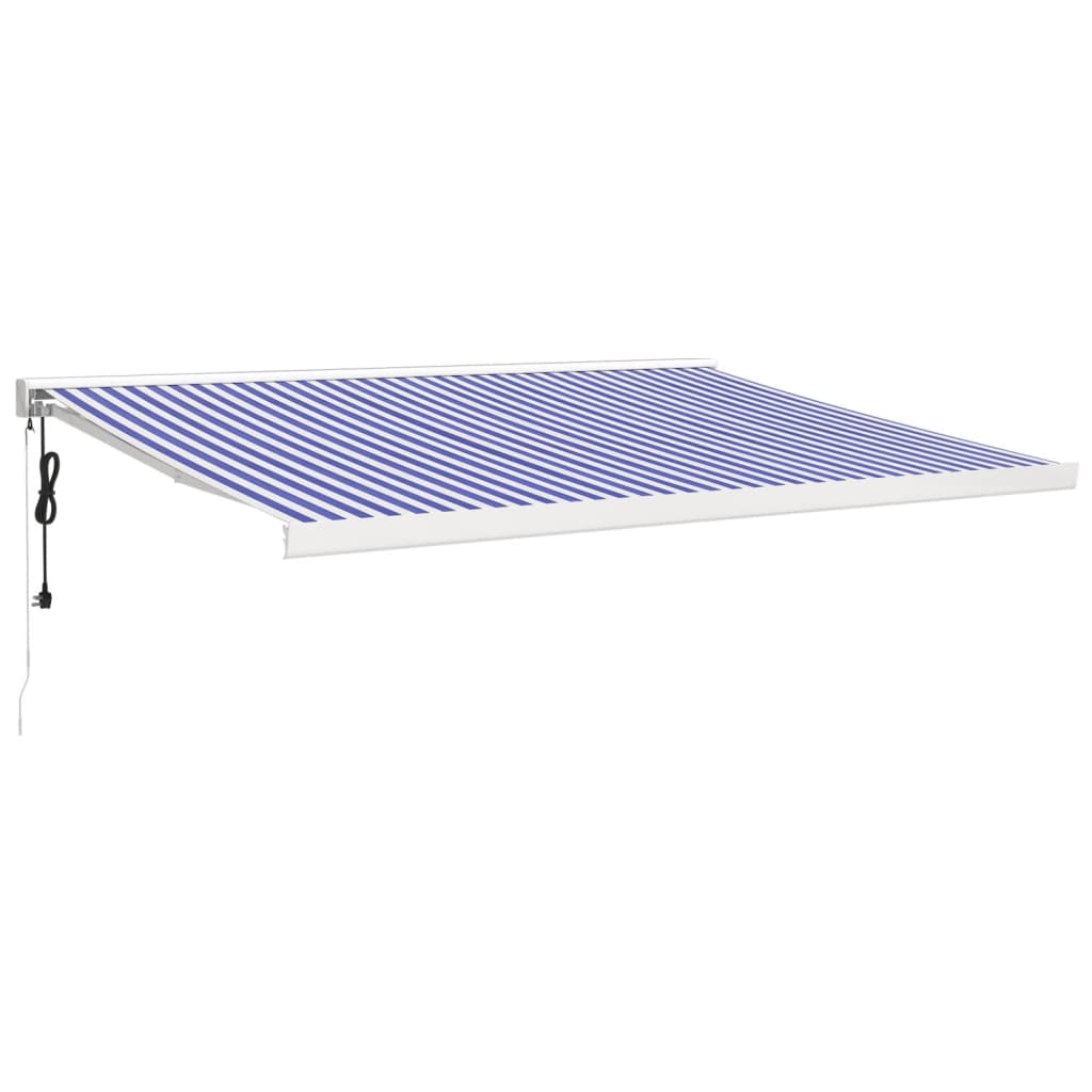 vidaXL Tenda Sole Retrattile Blu e Bianca 4,5x3 m Tessuto e Alluminio
