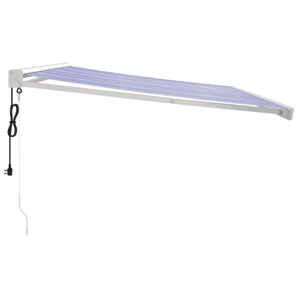 vidaXL Tenda Sole Retrattile Blu e Bianca 4,5x3 m Tessuto e Alluminio
