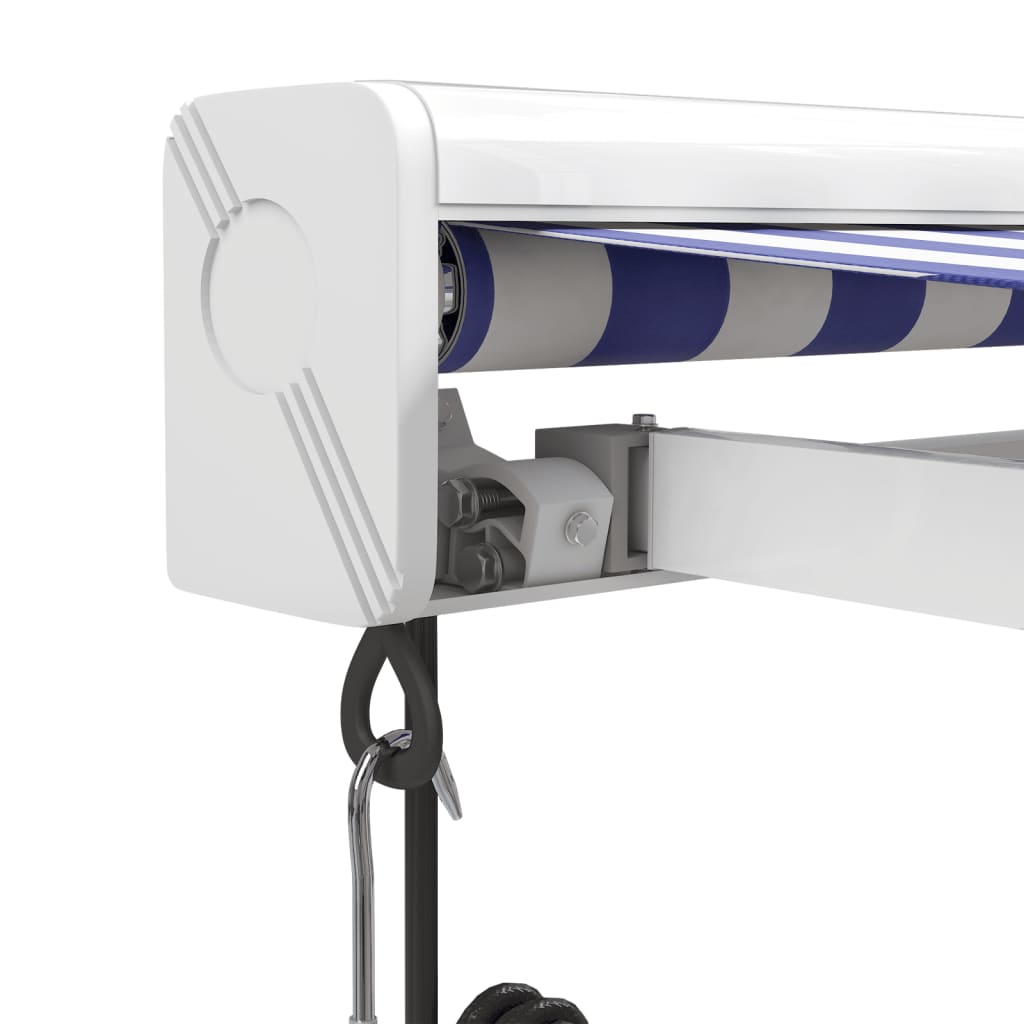 vidaXL Tenda Sole Retrattile Blu e Bianca 4,5x3 m Tessuto e Alluminio