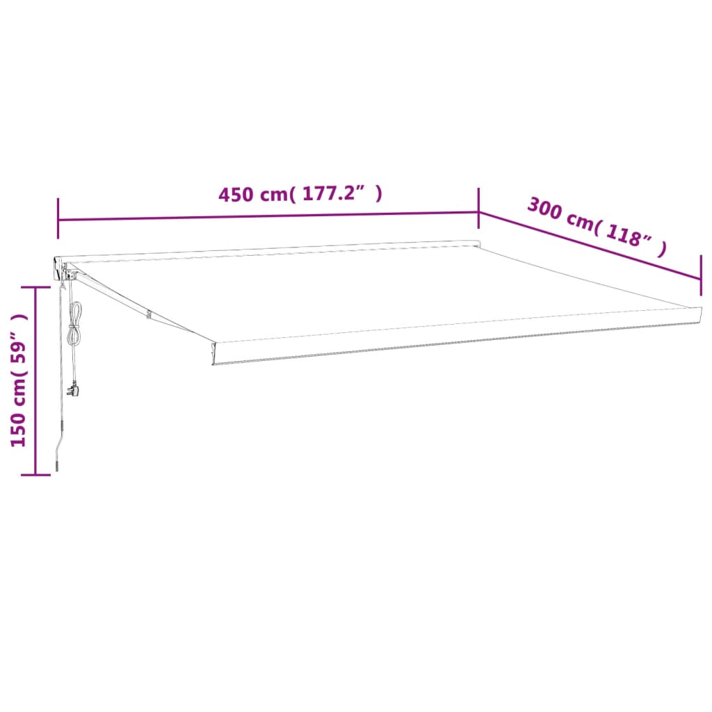 vidaXL Tenda Sole Retrattile Blu e Bianca 4,5x3 m Tessuto e Alluminio