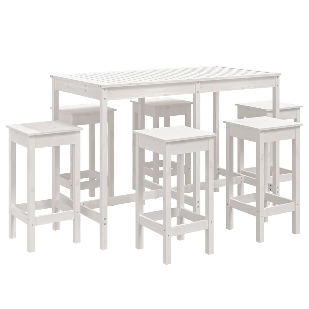 vidaXL Set Bar da Giardino 7 pz Bianco in Legno Massello di Pino