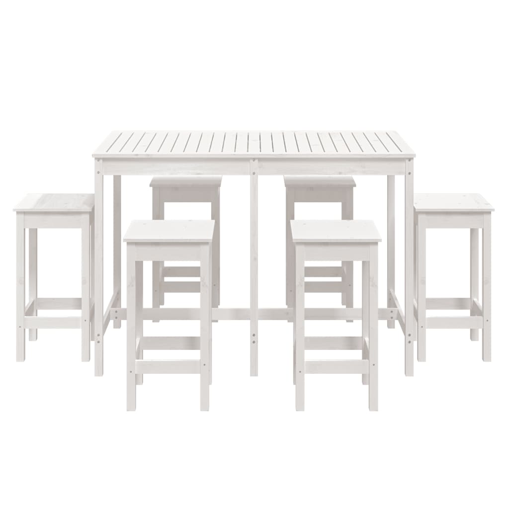 vidaXL Set Bar da Giardino 7 pz Bianco in Legno Massello di Pino