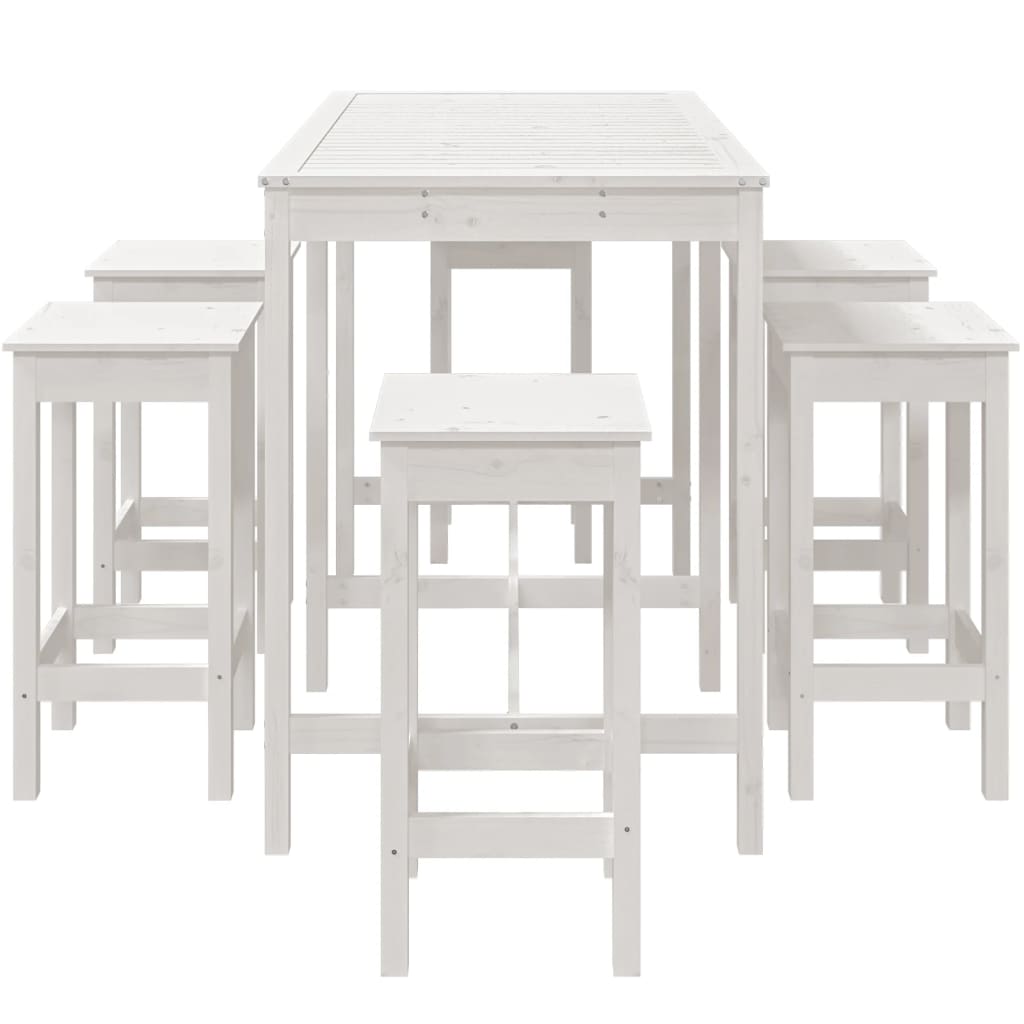 vidaXL Set Bar da Giardino 7 pz Bianco in Legno Massello di Pino