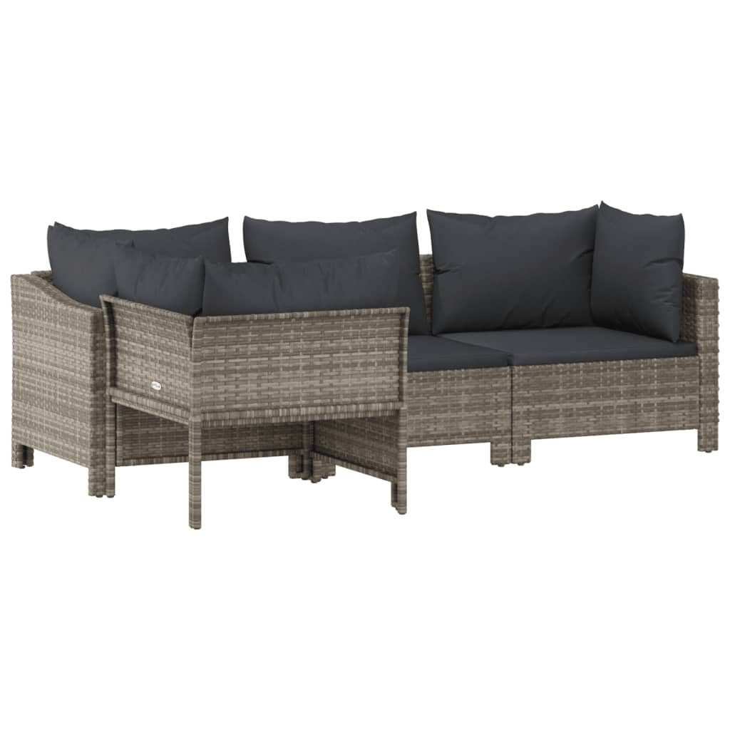 vidaXL Set Divani da Giardino 4 pz con Cuscini in Polyrattan Grigio