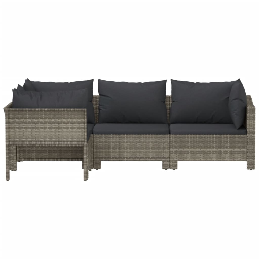 vidaXL Set Divani da Giardino 4 pz con Cuscini in Polyrattan Grigio