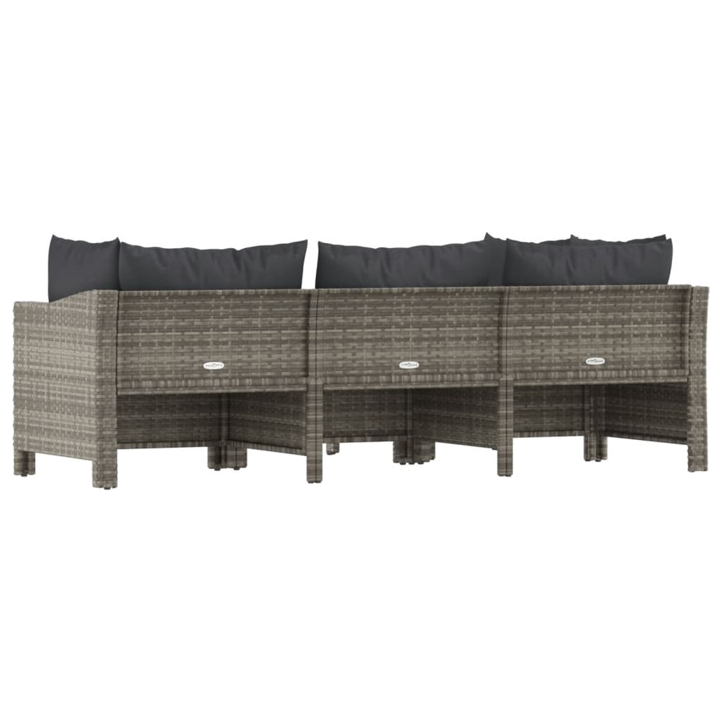 vidaXL Set Divani da Giardino 4 pz con Cuscini in Polyrattan Grigio