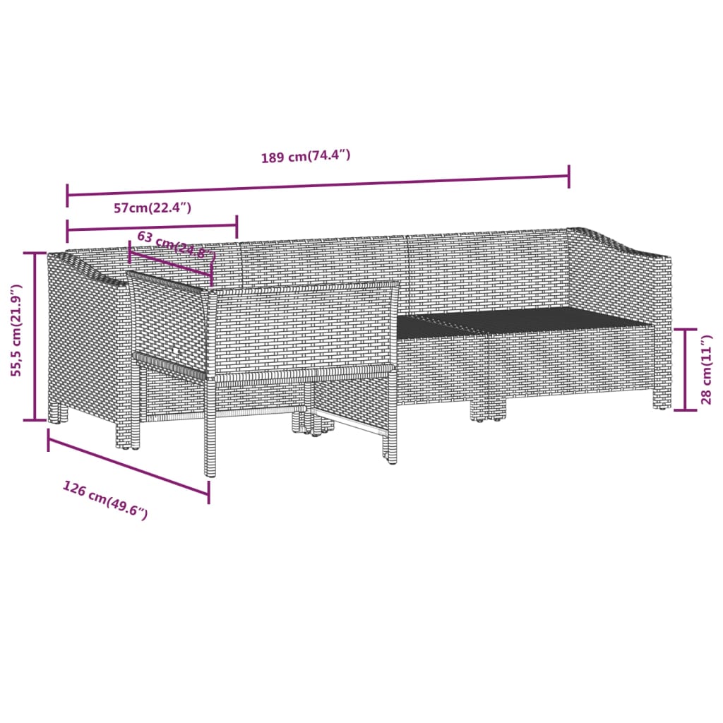 vidaXL Set Divani da Giardino 4 pz con Cuscini in Polyrattan Grigio