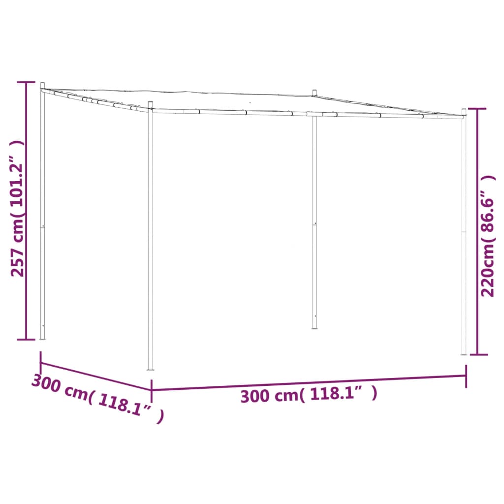vidaXL Gazebo Beige 3x3 m 180 g/m² Tessuto e Acciaio