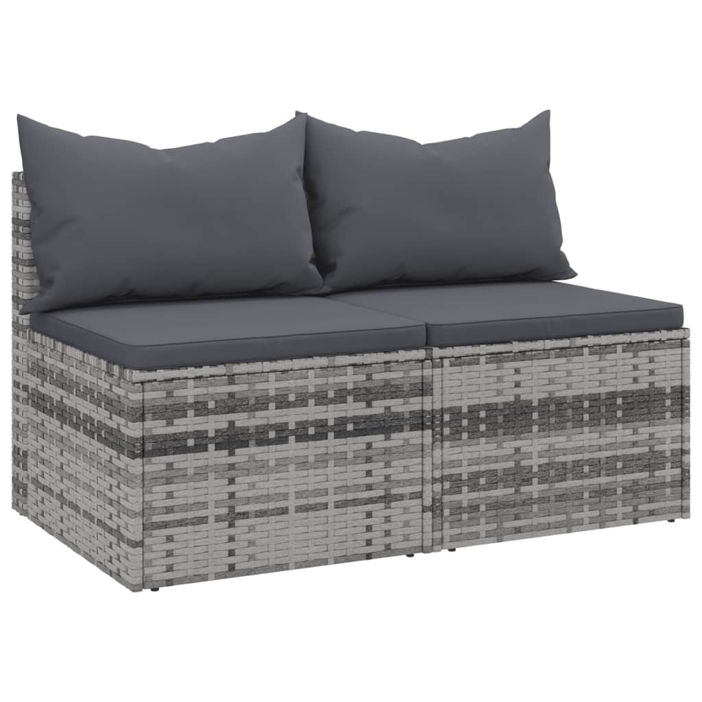 vidaXL Divani Centrali da Giardino con Cuscini 2pz Polyrattan Grigio