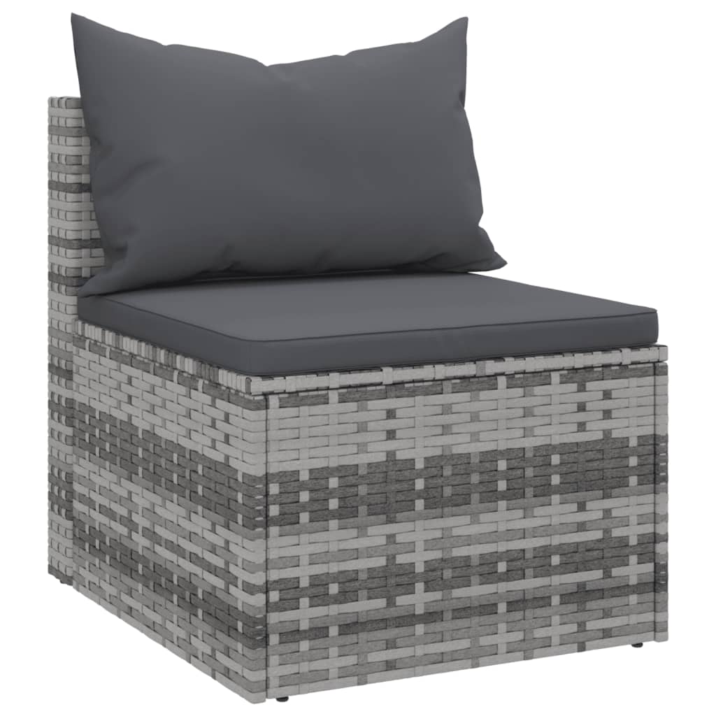 vidaXL Divani Centrali da Giardino con Cuscini 2pz Polyrattan Grigio