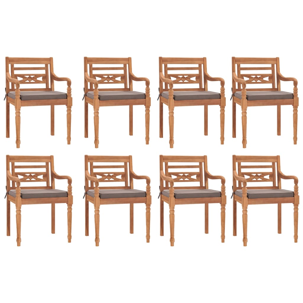 vidaXL Set Pranzo Giardino 9pz con Cuscini Grigio Scuro Massello Teak