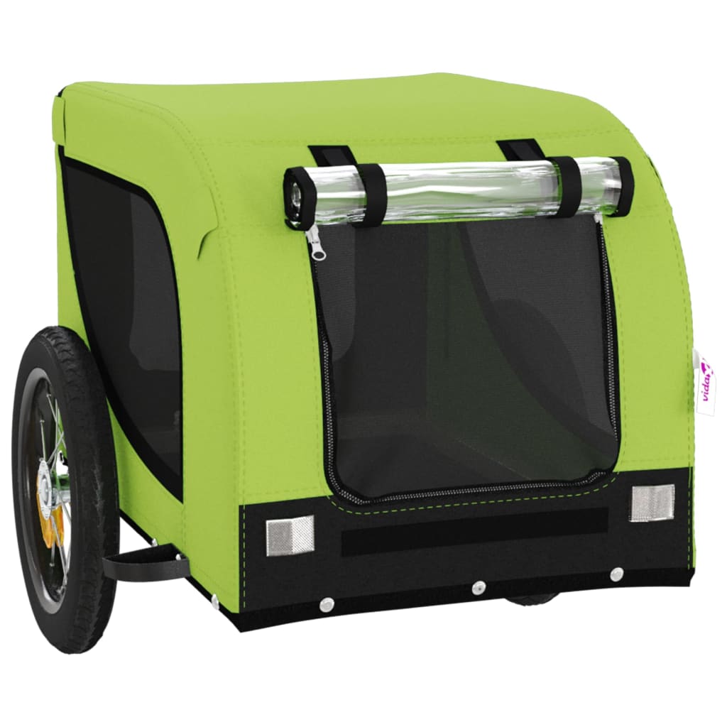 vidaXL Rimorchio da Bici per Animali Verde e Nero Oxford e Ferro