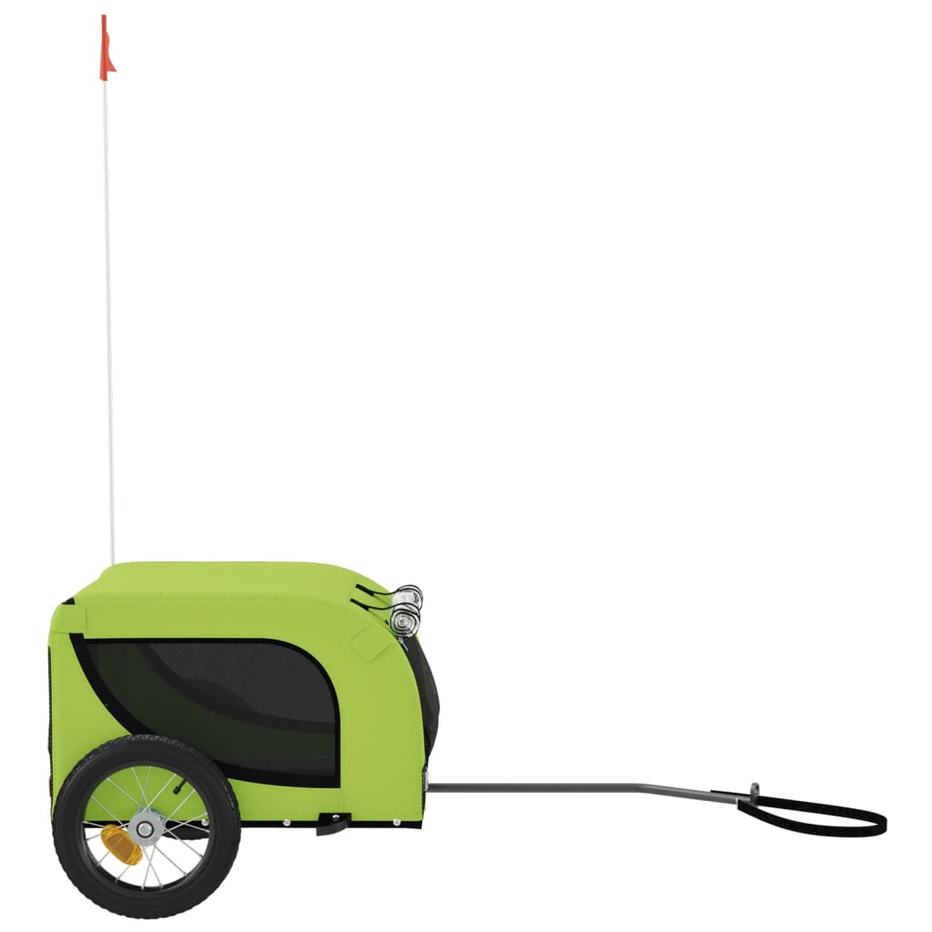 vidaXL Rimorchio da Bici per Animali Verde e Nero Oxford e Ferro