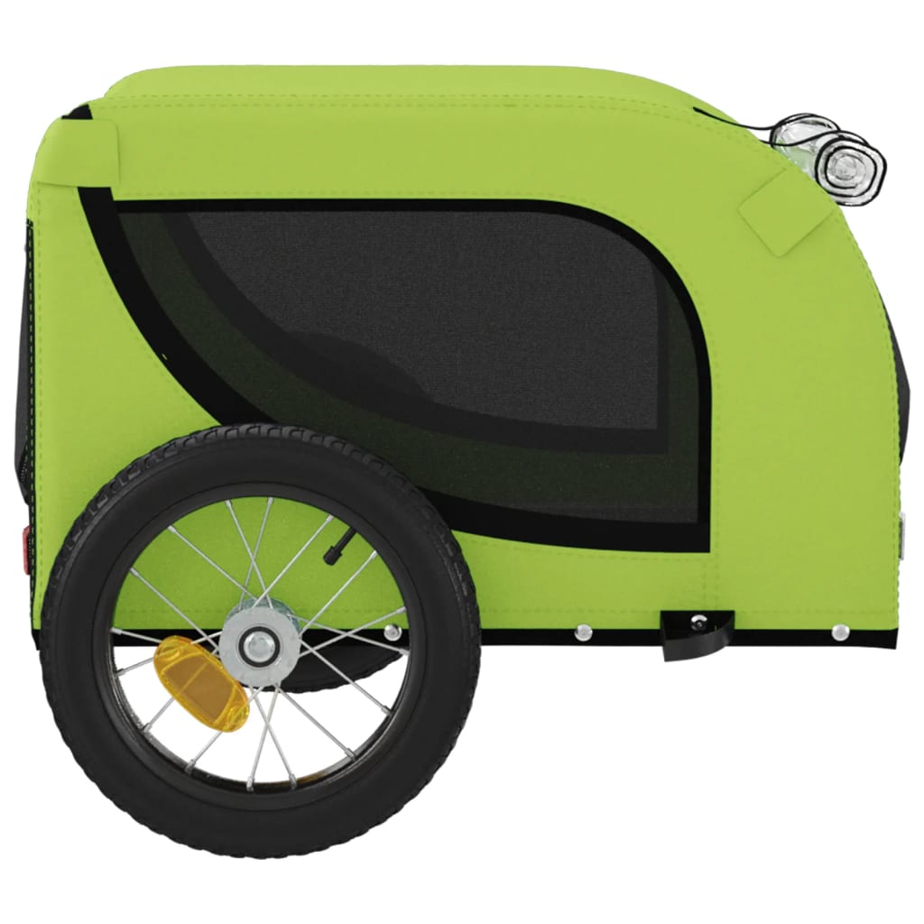 vidaXL Rimorchio da Bici per Animali Verde e Nero Oxford e Ferro