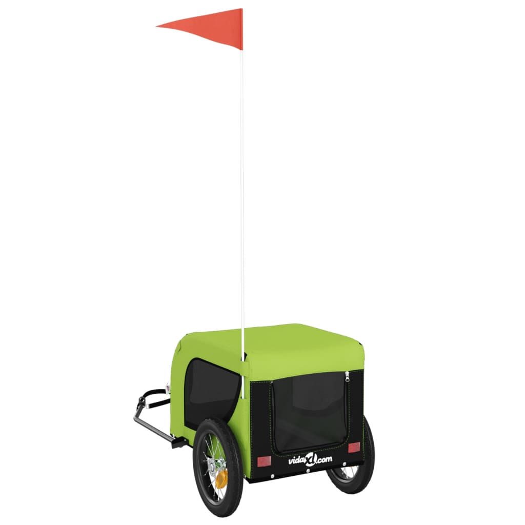 vidaXL Rimorchio da Bici per Animali Verde e Nero Oxford e Ferro