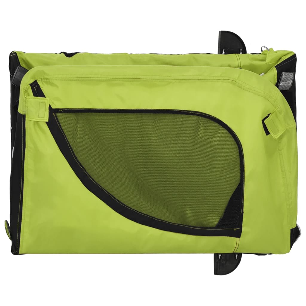 vidaXL Rimorchio da Bici per Animali Verde e Nero Oxford e Ferro