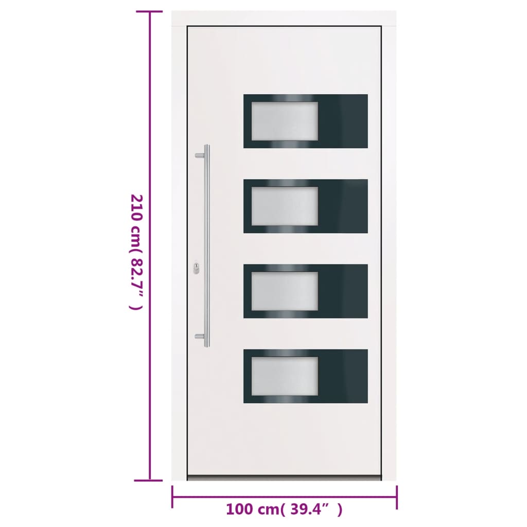 vidaXL Porta Ingresso Bianca 100x210 cm in Alluminio e PVC