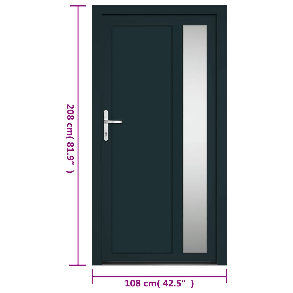 vidaXL Porta Ingresso Antracite 108x208 cm in PVC