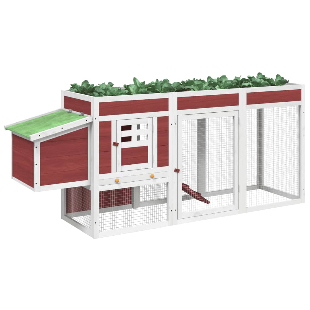 vidaXL Pollaio Moka 204x50x84 cm in Legno Massello di Pino
