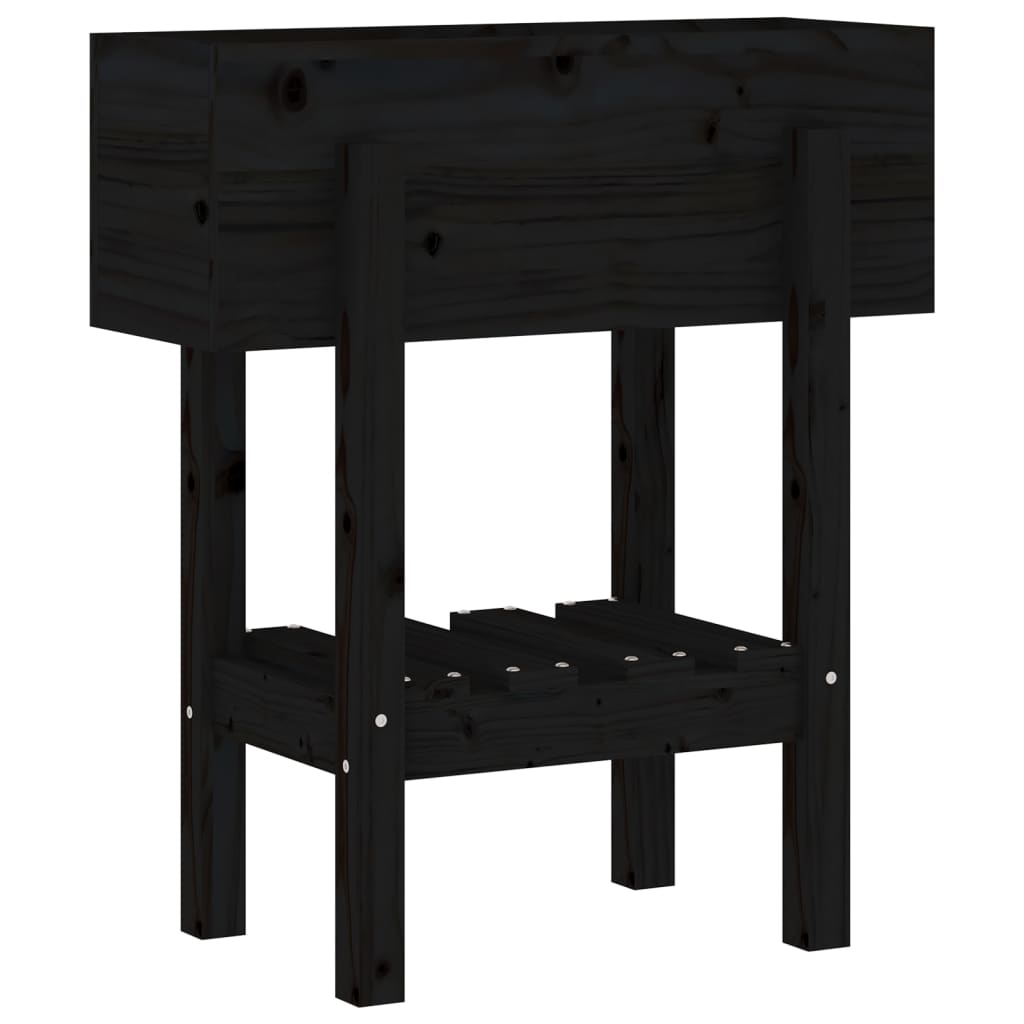 vidaXL Fioriera da Giardino Nera 62x30x69 cm Legno Massello di Pino