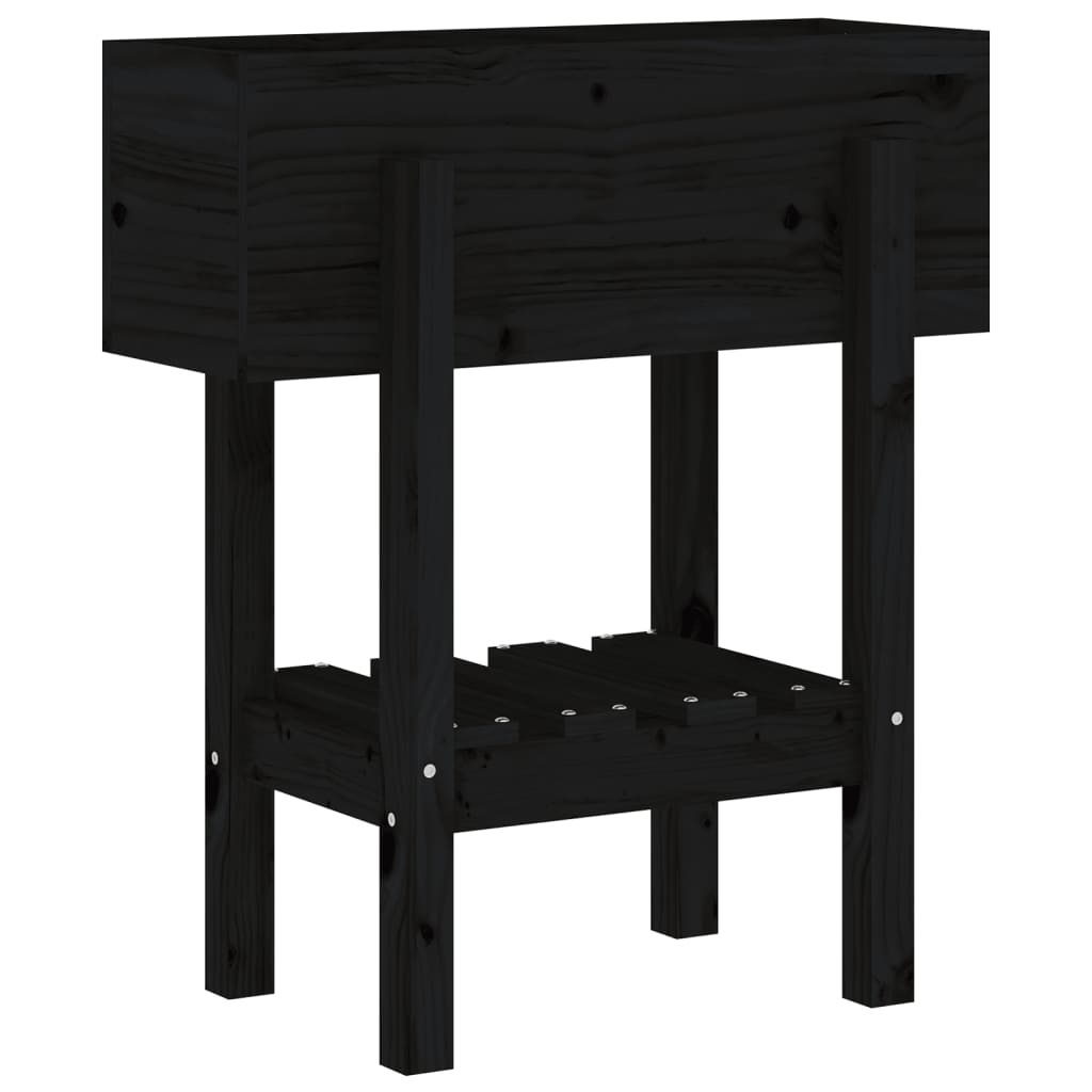 vidaXL Fioriera da Giardino Nera 62x30x69 cm Legno Massello di Pino