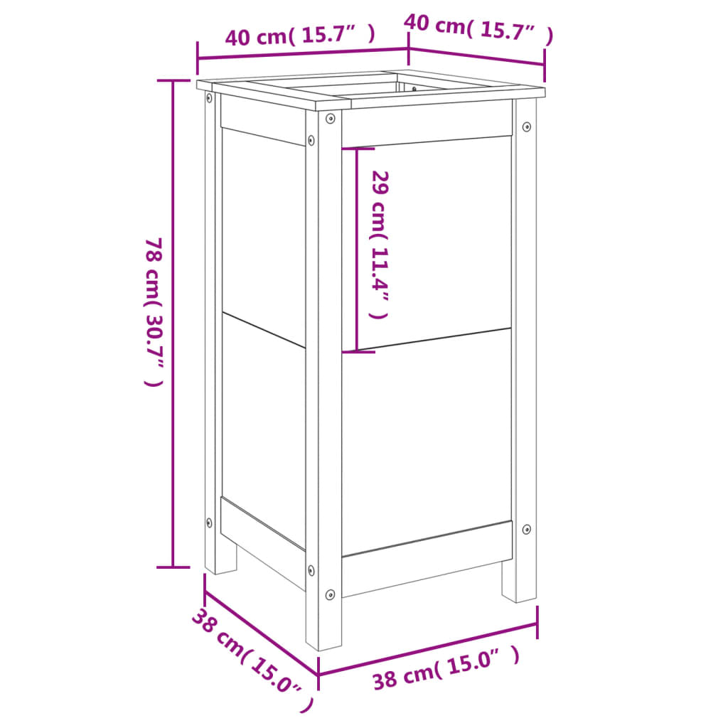 vidaXL Fioriera da Giardino Grigia 40x40x78 cm Legno Massello di Pino