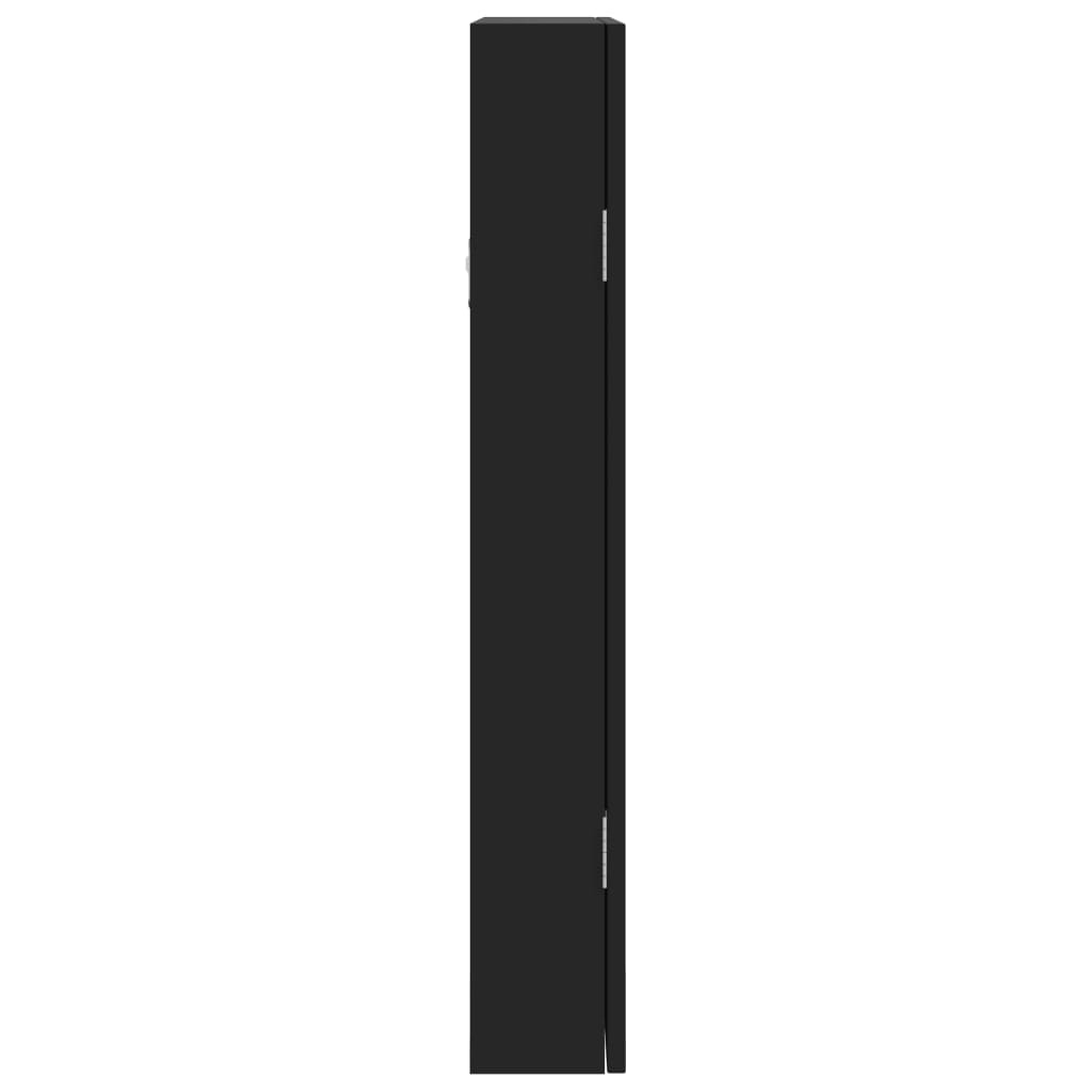 vidaXL Armadio Portagioie a Specchio con Luci LED a Parete Nero
